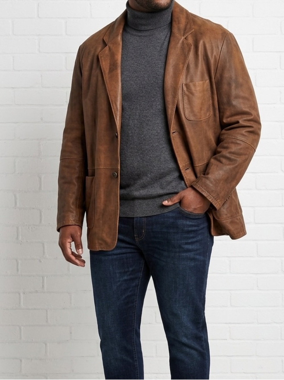 Vintage 90s Wilsons Leather Brown Leather Blazer Jacket Men’s XL Distressed